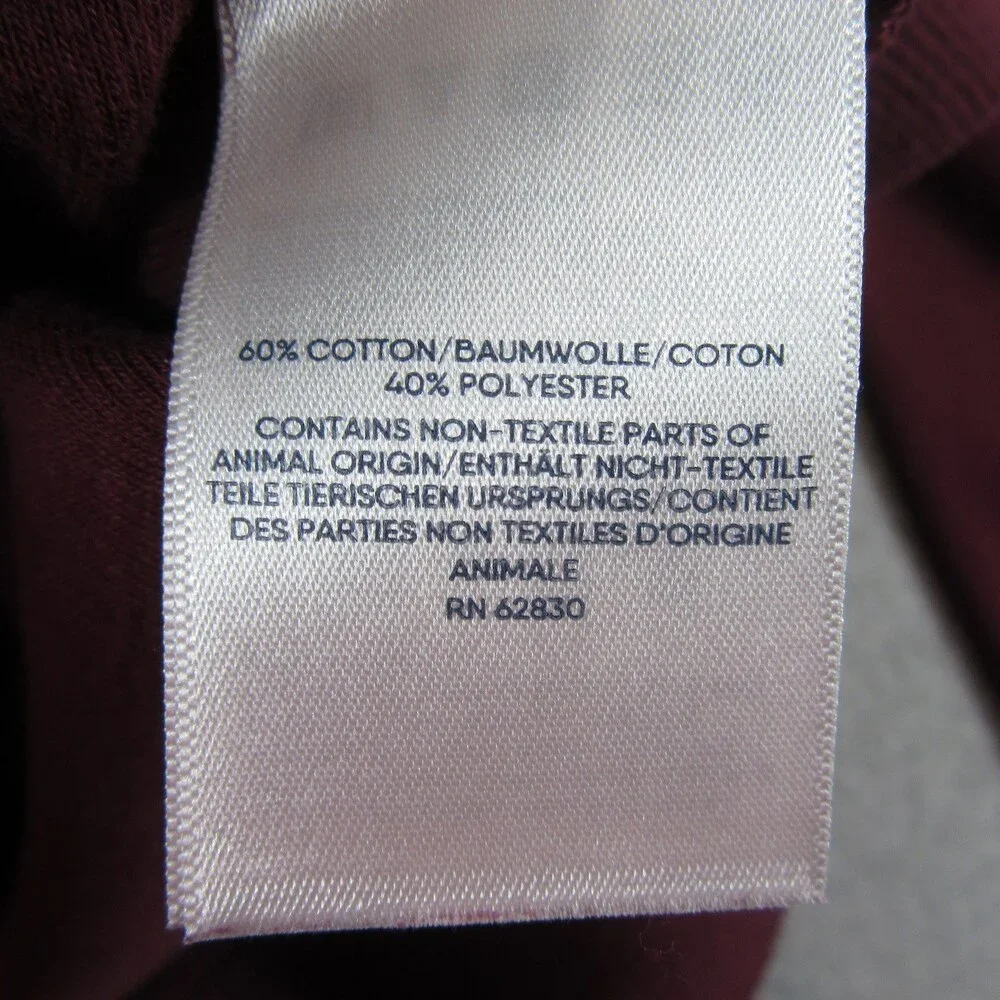 Lands' End Mens‎ Sweater Pullover 2XL Burgundy Cotton Polyester Zipper Pocket